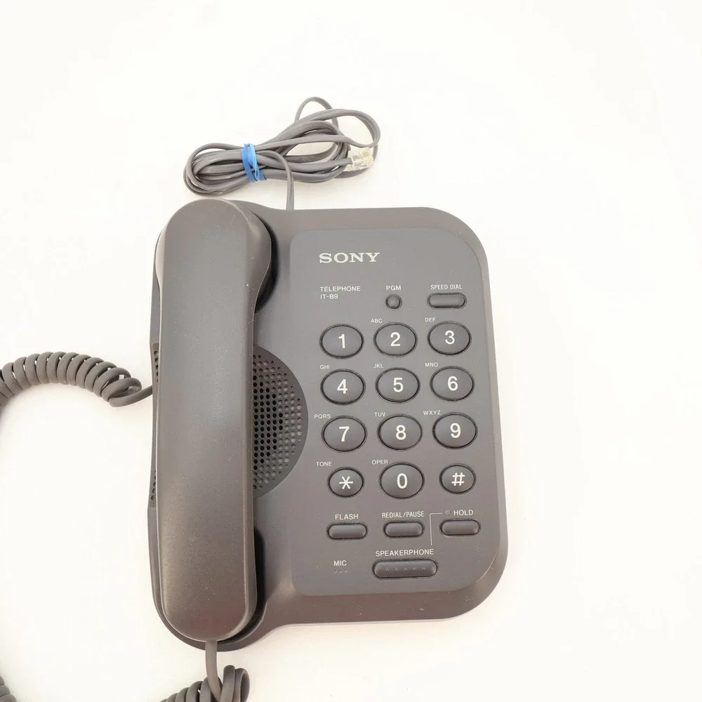 Sony IT-B9 Corded Landline Telephone with Speakerphone Gray Retro Desktop Phone